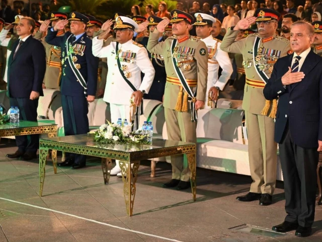 pm shehbaz sharif alongside chairman joint chiefs of staff committee general sahir shamshad mirza coas general syed asim munir and other high ranking officials during youm e tashakur celebration in islamabad on may 16 2025 photo ispr pm shehbaz sharif alongside chairman joint chiefs of staff committee general sahir shamshad mirza coas general syed asim munir and other high ranking officials during youm e tashakur celebration in islamabad on may 16 2025 photo ispr
