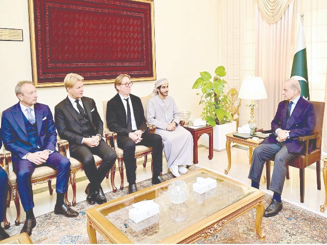 a business delegation from the uae calls on prime minister shehbaz sharif in islamabad photo nni