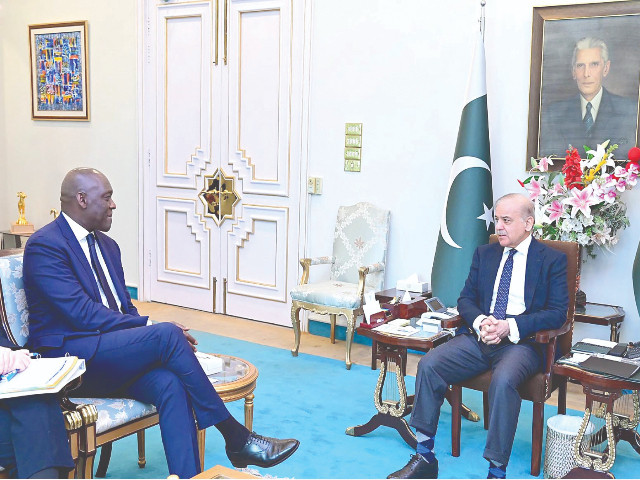 pm shehbaz sharif speaks with makhtar diop managing director and executive vice president of the international finance corporation during a meeting photo ppi