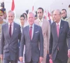 president asif ali zardari and pm shehbaz sharif welcome jordan s king abdullah ii upon his arrival in islamabad ppp chairman bilawal bhutto zardari and first lady aseefa bhutto also seen in the picture photo online