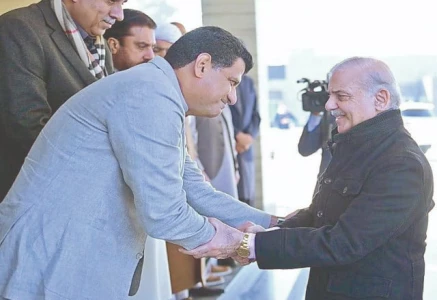 political leaders greet prime minister shehbaz sharif upon arrival at the chief minister secretariat in quetta photo ppi