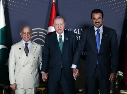 pm shehbaz erdogan qatari emir take stock of regional developments and peace efforts at antalya diplomacy forum