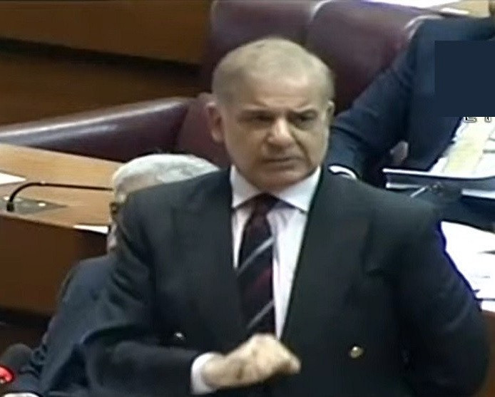 leader of the opposition in national assembly shehbaz sharif addressing the lower house of the parliament in islamabad on january 11 2022 screengrab