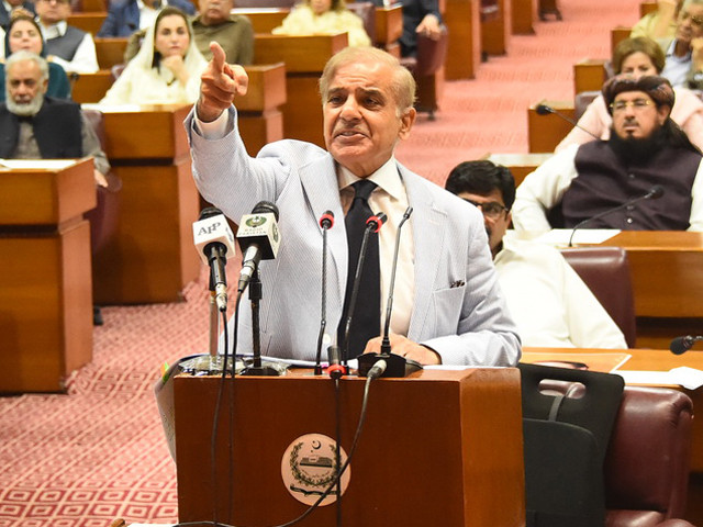 pm shehbaz sharif delivering his victory speech in national assembly on april 11 photo pid