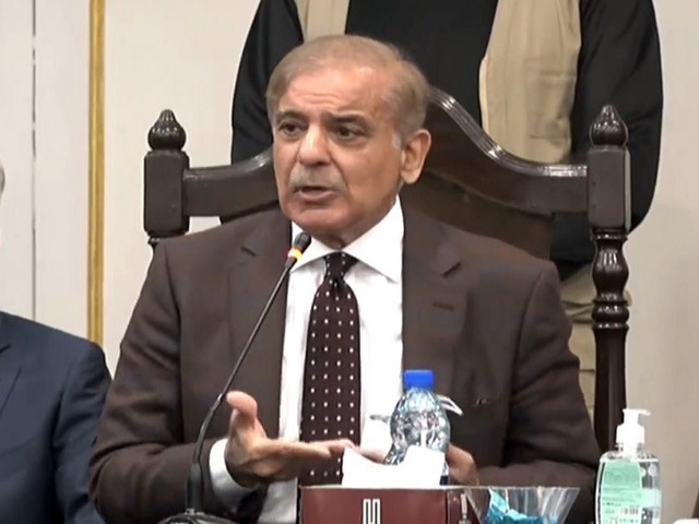 pml n president shehbaz sharif addressing a news conference in islamabad on march 8 screengrab