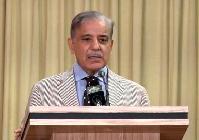 prime minister shehbaz sharif addressing a ceremony at pm house in islamabad on june 20 2023 photo app
