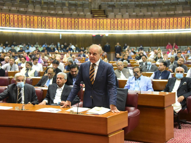 pml n president shehbaz sharif addressing national assembly session on april 9 photo twitter naofpakistan