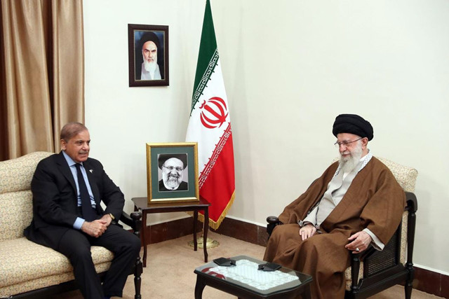 prime minister shehbaz sharif on wednesday met with iran s supreme leader ayatollah ali khamenei in tehran photo pid