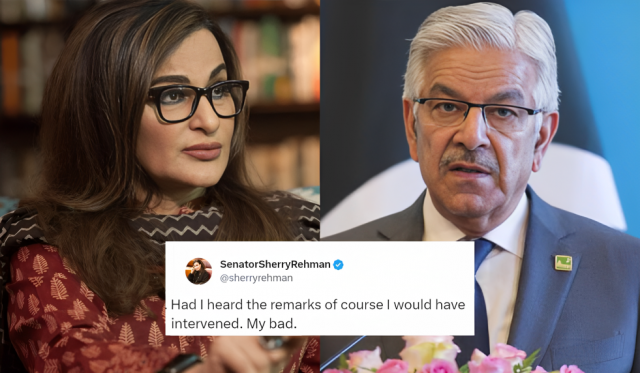 my bad sherry rehman apologises for not intervening during khawaja asif s sexist comments
