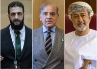 syria s president ahmed al sharaa l prime minister shehbaz sharif c and oman s sultan haitham bin tariq photos file