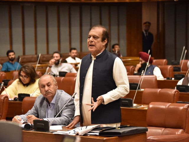 senate opposition leader shibli faraz addressing the house on monday photo facebook senate senate opposition leader shibli faraz addressing the house on monday photo facebook senate