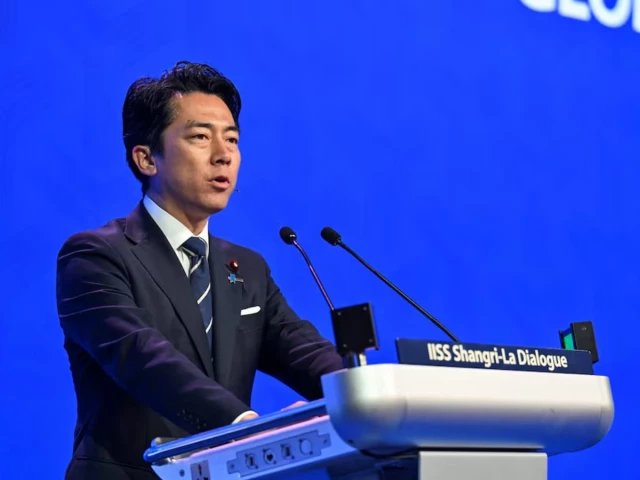 shinjiro koizumi japan s defence minister speaks at the shangri la dialogue security summit in singapore on may 31 2026 photo reuters shinjiro koizumi japan s defence minister speaks at the shangri la dialogue security summit in singapore on may 31 2026 photo reuters