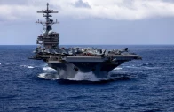 the nimitz class aircraft carrier uss george h w bush cvn 77 sails in the us central command area of responsibility on april 23 photo x