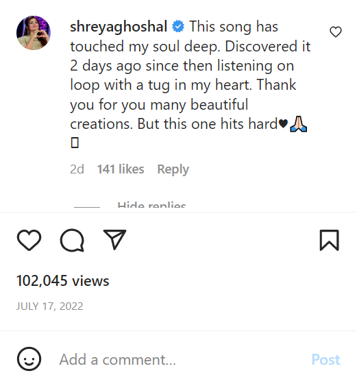 Shreya Ghoshal is a fan of Sajjad Ali