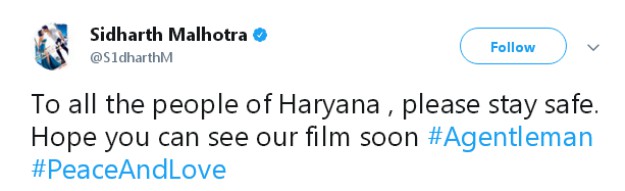 PHOTO: TWITTER/SIDHARTHMALHOTRA