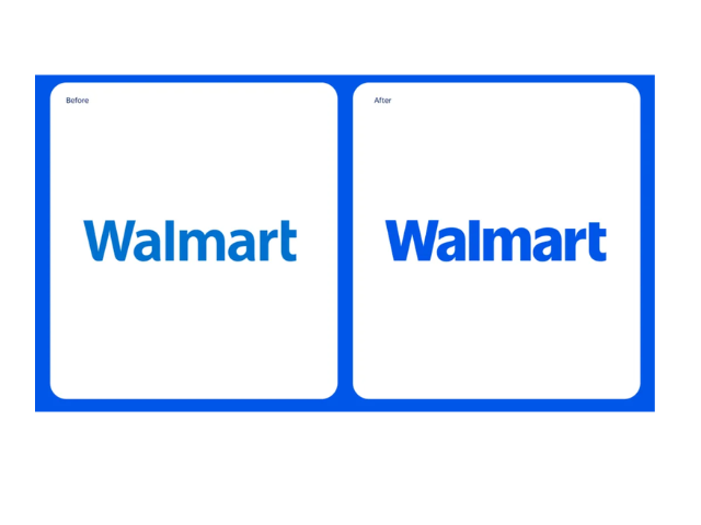 Photo: Walmart's new logo on the right./ Walmart