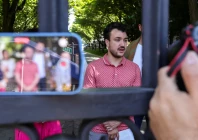 photo mahmoud khalil speaks to members of media about the revolt for rafah encampment at columbia university reuters