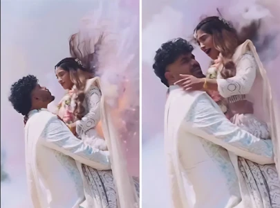 color bomb explodes on bride during wedding shoot color bomb explodes on bride during wedding shoot