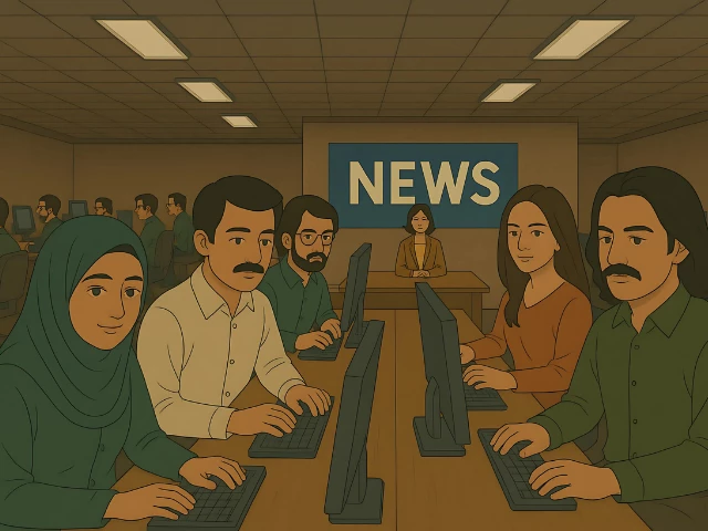 photo express tribune reporting to you live from news room in studio ghibli style photo express tribune reporting to you live from news room in studio ghibli style