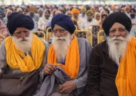 baba karnail singh baba sardar shobaik singh and sardar harbans singh were among the pilgrims who crossed into pakistan to attend the baisakhi festival photo asif mehmood