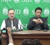 sindh senior minister sharjeel inam memon l and sindh home minister zia ul hassan lanjar during press conference photo file