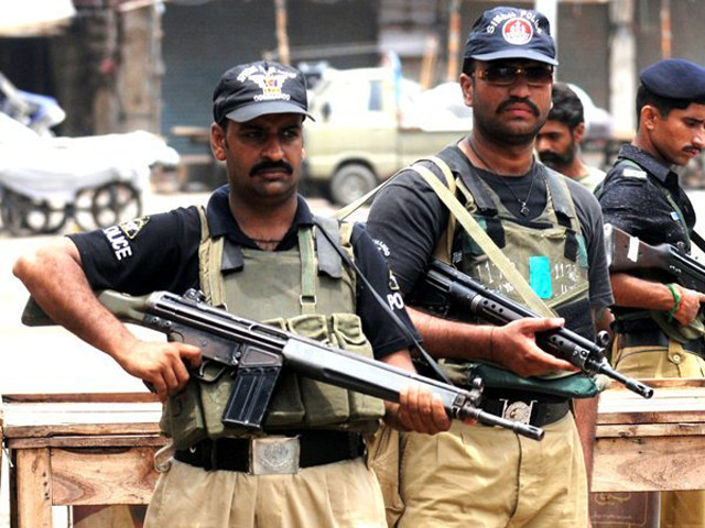 on sunday two policemen and a civil tracker were martyred in an operation against dacoits in shikarpur district s riverbed area in khanpur photo afp filee