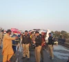 the passenger van first hit an oil tanker and then crushed to a cargo trailer photo sindh police x account