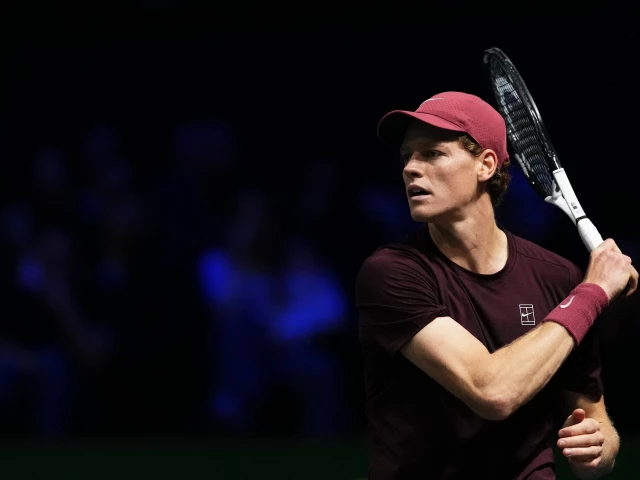 jannik sinner looks on as he plays against argentine s francisco cerundolo during their match on day four of the paris atp masters 1000 at the paris la d fense arena in nanterre photo afp