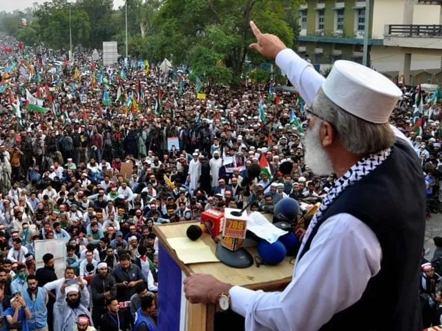jamat e islami amir sirajul haq addresses to gaza march participants in islamabad on october 29 2023 photo express news jamat e islami amir sirajul haq addresses to gaza march participants in islamabad on october 29 2023 photo express news