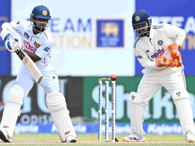sri lanka s sonal dinusha l watches the ball after playing a shot during the third day of the first test between sri lanka and india at the galle international stadium in galle on august 17 2026 photo afp sri lanka s sonal dinusha l watches the ball after playing a shot during the third day of the first test between sri lanka and india at the galle international stadium in galle on august 17 2026 photo afp