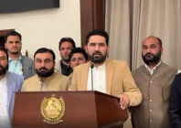 khyber pakhtunkhwa chief minister sohail afridi addresses a jirga in peshawar on monday screengrab