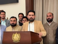 khyber pakhtunkhwa chief minister sohail afridi addresses a jirga in peshawar on monday screengrab