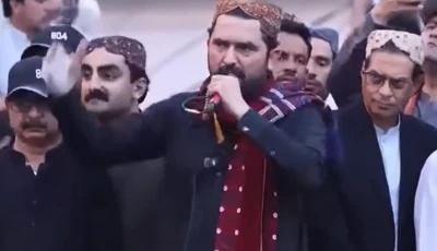khyber pakhtunkhwa chief minister sohail afridi addresses supporters during a rally at haider chowk in hyderabad on sunday screengrab