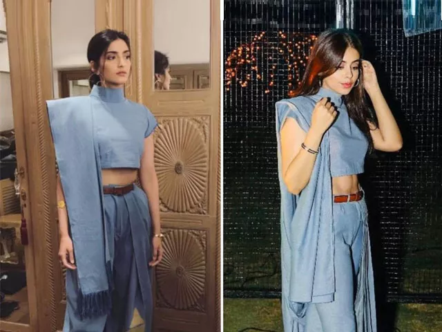 sonam kapoor or yashma gill who wore the denim saree better sonam kapoor or yashma gill who wore the denim saree better