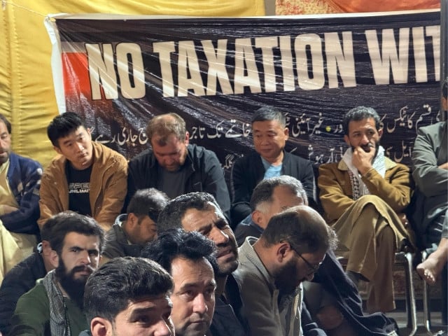 Chinese Traders seen among local at Sost sit-ins. Sept 21, 2025. Saleem Rumi