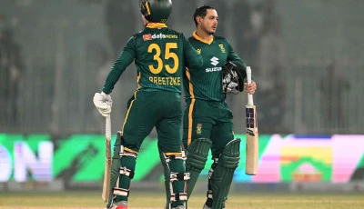 south africa s quinton de kock r celebrates with south africa s captain matthew breetzke l at the end of the second odi against pakistan at the iqbal stadium in faisalabad on november 6 photo afp south africa s quinton de kock r celebrates with south africa s captain matthew breetzke l at the end of the second odi against pakistan at the iqbal stadium in faisalabad on november 6 photo afp