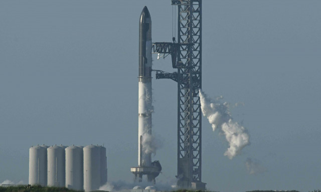 the spacex starship rocket stands on the launchpad from the spacex starbase in boca chica as seen from south padre island texas on april 17 photo afp the spacex starship rocket stands on the launchpad from the spacex starbase in boca chica as seen from south padre island texas on april 17 photo afp