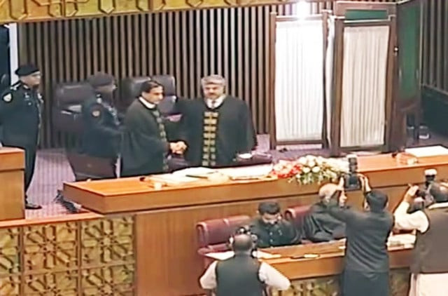 ayaz sadiq elected na speaker ghulam mustafa shah his deputy screengrab