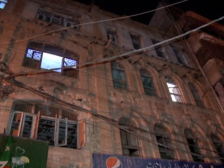 Staircase in the three-story building named Abdul Rahman, located on Street Bheempura near the old city quarters came down. PHOTO: EXPRESS