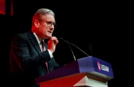 british prime minister keir starmer delivers a speech at the union of shop distributive and allied workers usdaw annual delegate meeting at the winter gardens blackpool in blackpool britain april 27 2026 reuters