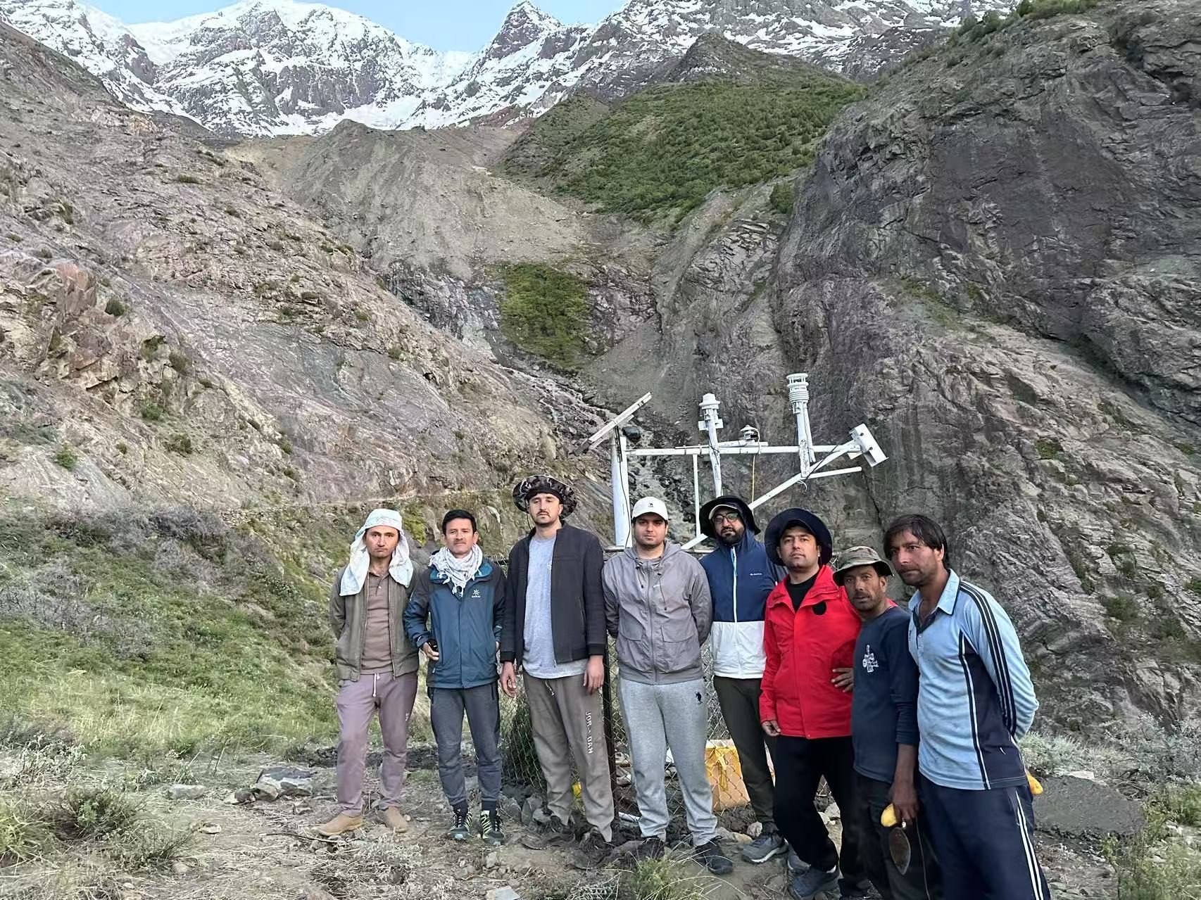 Monitoring station was established by Dr Bazai's team from CPJRC and KIU for monitoring the Glacier avalanche and landslide .PHOTO: NAZIR AHMED BAZAI