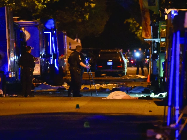 police investigate the crime scene after a man drove into pedestrians in vancouver photo afp police investigate the crime scene after a man drove into pedestrians in vancouver photo afp