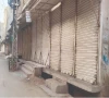 the main market in badin is shut in response to the anti canals strike called by jsqm in badin markets close on friday and stay open on sunday photo nni