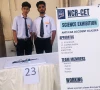 college students haroon arif left and hamza showcase their innovative anti car accident glasses designed to enhance road safety by alerting drivers prone to fatigue at a recent ncr cet science exhibition photo express