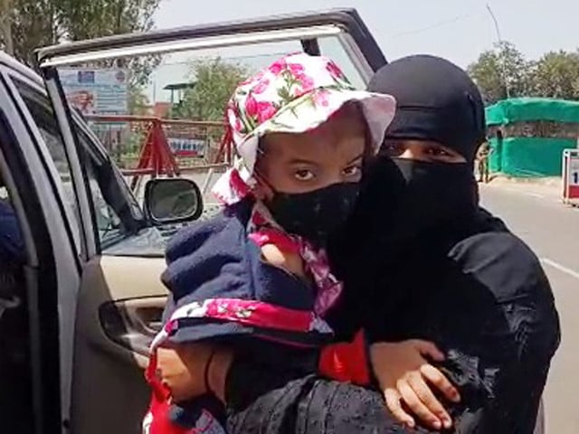 officials from the pakistan high commission in new delhi accompanied sameera and her daughter to the border photo express