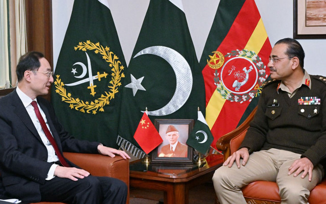 china s vice foreign minister sun weidong meets coas gen asim munir at ghq on monday january 22 2024 photo ispr