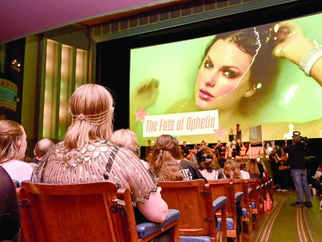 taylor swift fans listen to a song during a listening event for swift s new album the life of a showgirl at the astor theatre in melbourne photo afp