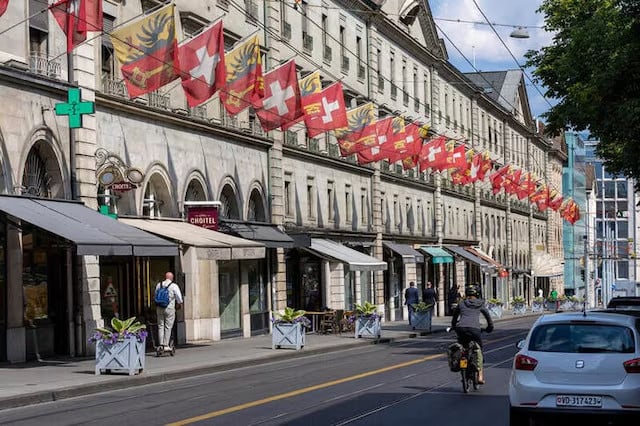 swiss and canton de geneve flags are seen in geneva switzerland june 7 2023 photo reuters