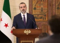 syrian foreign minister asaad al shaibani rejected israel s justification for striking a syrian airbase photo anadolu