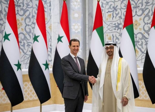 syria s president bashar al assad meets with president of the united arab emirates sheikh mohamed bin zayed al nahyan in abu dhabi united arab emirates march 19 2023 hamad al kaabi uae presidential court handout photo reuters syria s president bashar al assad meets with president of the united arab emirates sheikh mohamed bin zayed al nahyan in abu dhabi united arab emirates march 19 2023 hamad al kaabi uae presidential court handout photo reuters